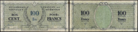 NOUVELLES-HÉBRIDES - NEW HEBRIDES
100 francs ND (1943).
P.3.
Pas d’alphabet, numéro 1314, type rare et recherché dans cet état de conservation. Au tot...