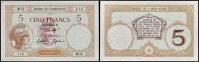 NOUVELLES-HÉBRIDES - NEW HEBRIDES
5 francs type "femme Marianne casquée" - Banque de l'Indo-Chine ND (1941).
P.4b.
C'est le second plus bel exemplaire...