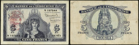 NOUVELLES-HÉBRIDES - NEW HEBRIDES
5 francs type "Minerve" - Banque de l'Indochine ND (1945).
P.5.
Alphabet N - numéro 197844, type recherché dans les ...