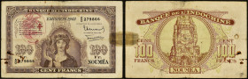 NOUVELLES-HÉBRIDES - NEW HEBRIDES
100 francs type "Minerve" - Banque de l'Indochine 1943.
P.11.
Top pop : c'est le plus bel exemplaire gradé ! Alphabe...