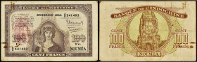 NOUVELLES-HÉBRIDES - NEW HEBRIDES
100 francs type "Minerve" - Banque de l'Indochine 1944.
P.12.
C'est le second plus bel exemplaire gradé ! Alphabet A...