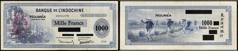 NOUVELLES-HÉBRIDES - NEW HEBRIDES
1000 francs type "bleu avec Émission 1944" - B...