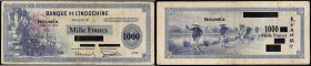 NOUVELLES-HÉBRIDES - NEW HEBRIDES
1000 francs type “bleu avec Émission 1944” - Banque de l’Indochine 1944.
P.13.
Top Pop : c’est le plus bel exemplair...