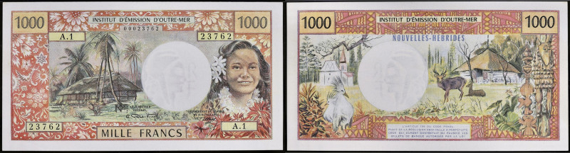 NOUVELLES-HÉBRIDES - NEW HEBRIDES
1000 francs petit numéro ND (1967-71).
P.17.
T...