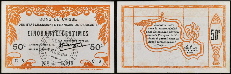 OCÉANIE FRANÇAISE - FRENCH OCEANIA
50 centimes 25 septembre 1943.
P.10a.
Alphabe...