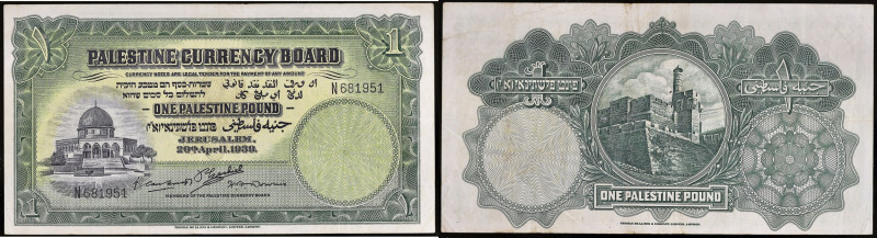PALESTINE - PALESTINE
1 pound 1939.
P.7c.
Alphabet N - numéro 681951, type toujo...