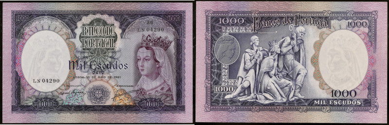 PORTUGAL - PORTUGAL
1000 escudos 30 mai 1961.
P.166.
Alphabet LN - numéro 04290,...
