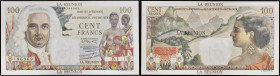 RÉUNION (ÎLE DE LA) - REUNION
100 francs type “La Bourdonnais” ND (1960).
P.49a.
Alphabet D.1 - numéro 86969, type rare et recherché dans tous les éta...