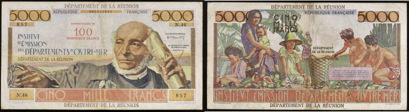 RÉUNION (ÎLE DE LA) - REUNION
100 nouveaux francs surchargé sur 5000 francs type...