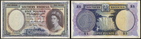 RHODESIE DU SUD - SOUTHERN RHODESIA
5 pounds avec le portrait de la reine Élisabeth II 10 septembre 1955.
P.18a.
Alphabet C/40 - numéro 079668, type e...