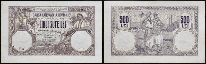 ROUMANIE - ROMANIA
500 lei 18 août 1916.
P.22a.
Alphabet U.21 - numéro 0600, typ...