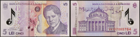 ROUMANIE - ROMANIA
5 lei type “polymère” avec le portrait de George Enescu 2008.
P.118d.
Alphabet et numéro 081D7085764, type rare dans ce grade avec ...