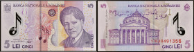 ROUMANIE - ROMANIA
5 lei type “polymère” avec le portrait de George Enescu 2017.
P.118h.
Alphabet et numéro 176J0491356, type rare dans ce grade avec ...
