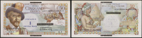 SAINT-PIERRE-ET-MIQUELON - SAINT PIERRE AND MIQUELON
1 nouveau franc surchargé sur 50 francs type “Belain d'Esnambuc” petit numéro exceptionnel 002 ND...