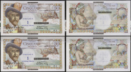 SAINT-PIERRE-ET-MIQUELON - SAINT PIERRE AND MIQUELON
Lot (2) - 1 nouveau francs surchargé sur 50 francs type "Belain d'Esnambuc" avec numéros consécut...