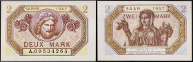SARRE - SAAR
2 mark “Saar” type “Trésor français” 1918.
P.4 - VF.45.01.
Alphabet A - numéro 09534265, type très rare et difficile à trouver dans cet é...