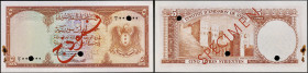 SYRIE - SYRIA
5 livres type “SPÉCIMEN” ND (1950).
P.74s.
C'est le second plus bel exemplaire gradé ! Alphabet B/1 - numéro 000000, avec surimpression ...