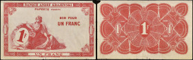 TAHITI - TAHITI
1 franc type “rouge” ND (1920).
P.9.
Top Pop : c’est le seul et le plus bel exemplaire gradé ! sans numéro et sans signature pour ce “...