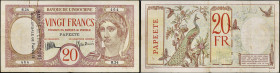 TAHITI - TAHITI
20 francs type avec une surcharge par tampon “BANQUE DE L’INDOCHINE / SUCCURSALE DE PAPEETE” ND (1928).
P.12d.
Top Pop : c’est le seul...