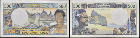 TAHITI - TAHITI
500 francs - premier alphabet 1970.
P.25a.
A.1 - 59912, c'est un petit numéro et de la première série A.1. À noter, cette première sig...
