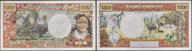 TAHITI - TAHITI
1000 francs type “SPÉCIMEN” 1969.
P.26s.
Alphabet O.00 - numéro 00000, avec filigrane et une perforation “SPECIMEN” en marge blanche s...
