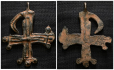 Weight 6,92 gr - Diameter 45 mm. BYZANTINE EMPIRE. BRONZE CROSS.(8th-10th century).Ae. Material : Bronze.