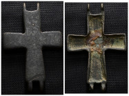 Weight 9,24 gr - Diameter 44 mm. BYZANTINE EMPIRE. BRONZE CROSS.(8th-10th century).Ae. Material : Bronze.