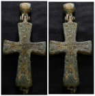 Weight 28,59 gr - Diameter 71 mm. BYZANTINE EMPIRE. BRONZE CROSS.(8th-10th century).Ae. Material : Bronze.