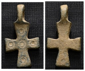 Weight 2,77 gr - Diameter 24 mm. BYZANTINE EMPIRE. BRONZE CROSS.(8th-10th century).Ae. Material : Bronze.