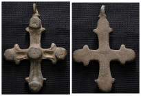 Weight 12,75 gr - Diameter 48 mm. BYZANTINE EMPIRE. BRONZE CROSS.(8th-10th century).Ae. Material : Bronze.