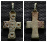 Weight 2,33 gr - Diameter 24 mm. BYZANTINE EMPIRE. BRONZE CROSS.(8th-10th century).Ae. Material : Bronze.