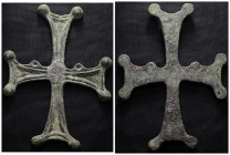 Weight 27,17 gr - Diameter 83 mm. BYZANTINE EMPIRE. BRONZE CROSS.(8th-10th century).Ae. Material : Bronze.