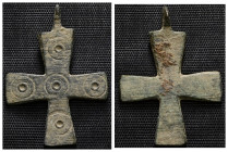 Weight 2,48 gr - Diameter 30 mm. BYZANTINE EMPIRE. BRONZE CROSS.(8th-10th century).Ae. Material : Bronze.