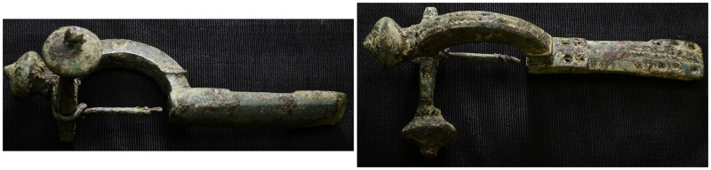 Weight 46,86 gr - Diameter 85 mm. ANCIENT GREEK BRONZE FIBULA.(4th-3th Century B...