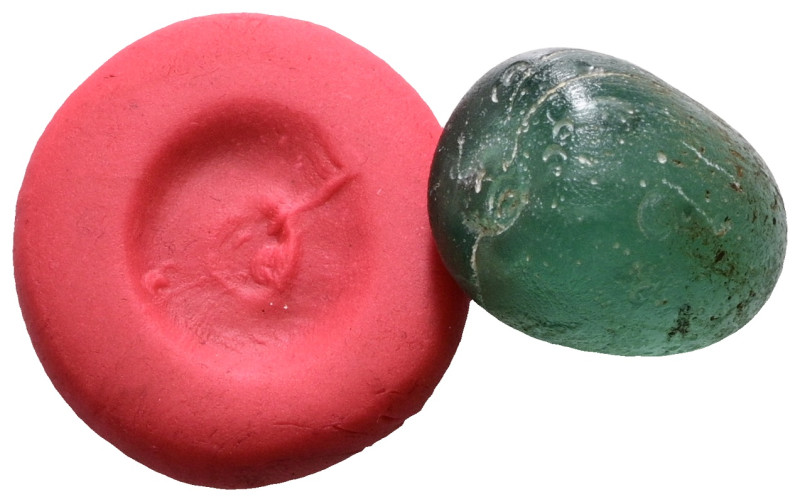 Glass Ellipsoid Seal, c. 4th-6th century AD. Weight 14,23 gr - Diameter 24 mm.