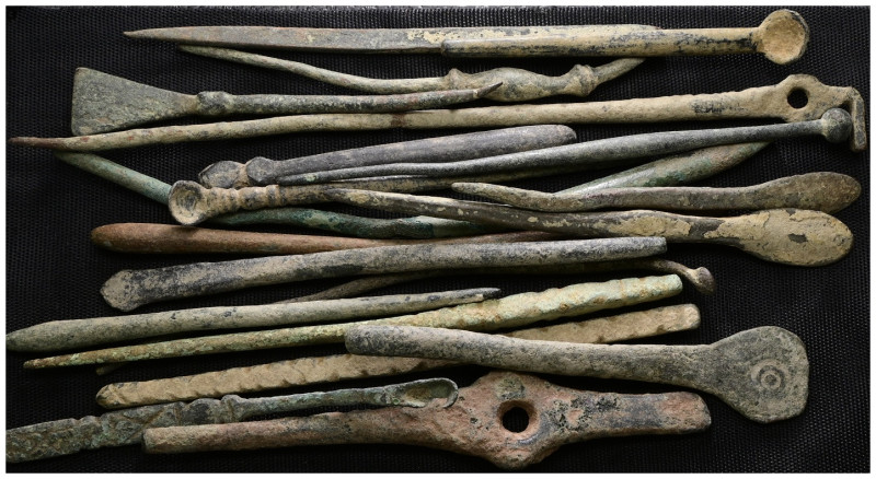 Roman Bronze Medical Implements 1st-4th Century AD. 20 pieces, sold as seen. No ...