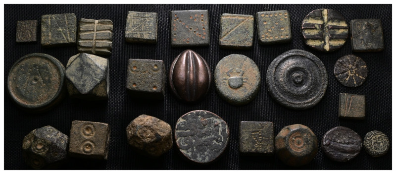 BYZANTINE BRONZE WEIGHTS.(Circa 6th-9th century). 25 pieces, sold as seen. No re...