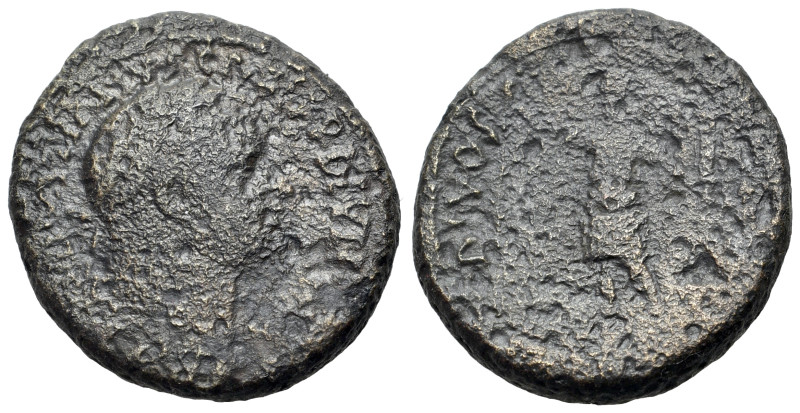 Domitian (81-96). Judaea, Caesarea. Æ (27mm, 12g). Laureate head r. R/ The deifi...