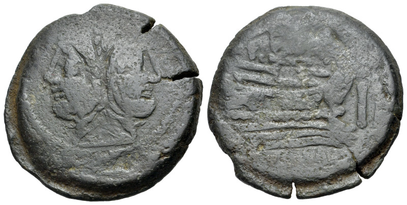 P. Cornelius P.f. Blasio, Rome, 169-158 BC. Æ As (33mm, 23.68g). Laureate head o...