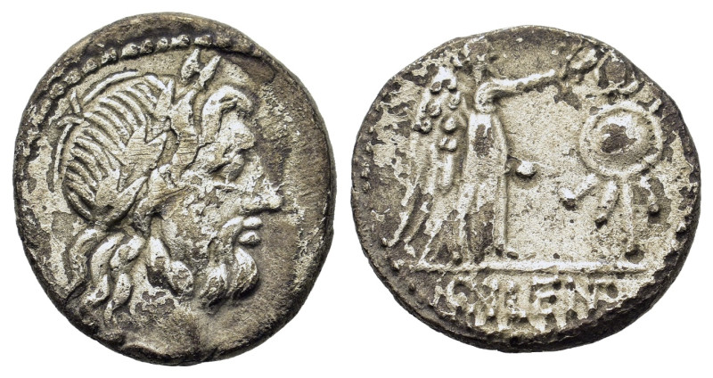 Cn. Lentulus Clodianus, Rome, c. 88 BC. AR Quinarius (13,4mm, 1.9g). Laureate he...