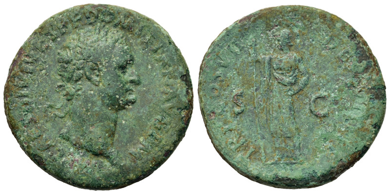 Domitian (81-96). Æ Sestertius (34,2mm, 24.2g). Rome, AD 82. Laureate head r. R/...