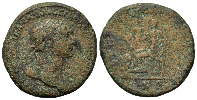 Trajan (98-117). Æ As (26,9mm, 11.3g). Rome, AD 109-110. Laureate bust right, sl...