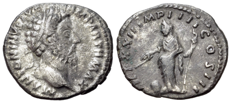 Marcus Aurelius (161-180). AR Denarius (18mm, 2.96g). Rome, AD 167-168. Lureate ...