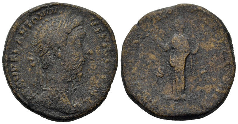 Marcus Aurelius (161-180). Æ Sestertius (28,6mm, 20g). Rome, AD 178. Laureate he...