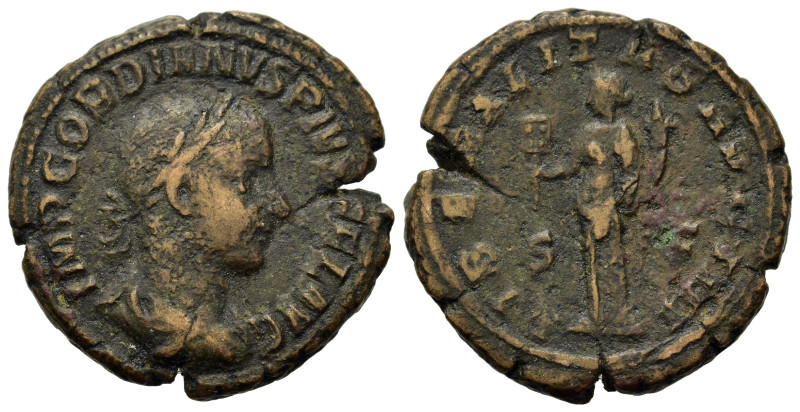 Gordian III (238-244). Æ As (26,5mm, 10.3g). Laureate and draped bust r. R/ libe...