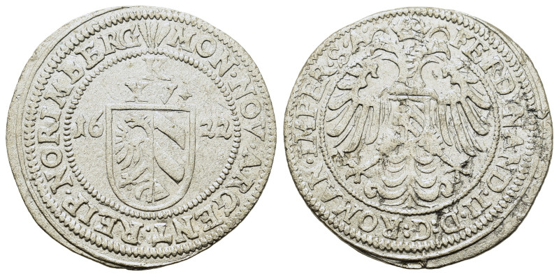 Germany. Free imperial city of Nuremberg. 	Ferdinand II (1619-1637). AR 15 Kreuz...