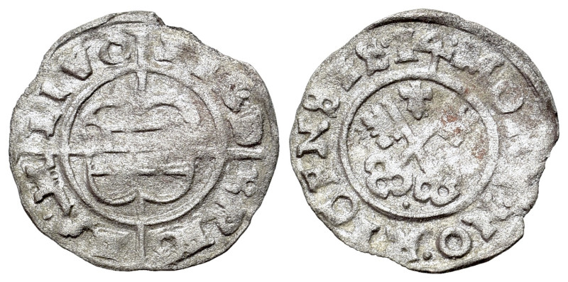 Livonia, Herman von Bruggeney (1535-1547). BI Schilling 1536, Riga (18mm, 0.80g)...