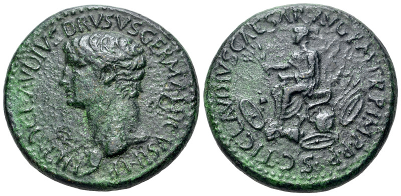 Nero Claudius Drusus (died 9 BC). Æ 'Sestertius' (33mm, 26.15g). Rome, AD 50-54....