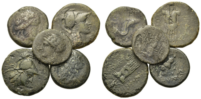 Lot of 5 Greek Æ coins, to be catalog. Lot sold as is, no return.