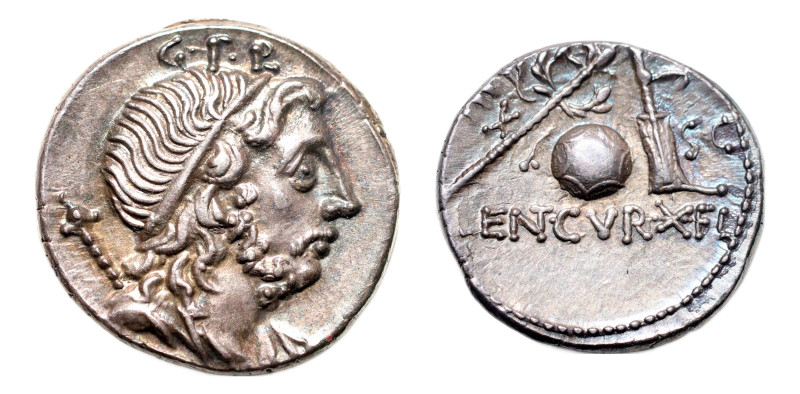 Cn. Lentulus AR-Denarius (18.8 mm, 3.91 g, 5h). Spanish (?) mint, 76-75 BC.
Obv....